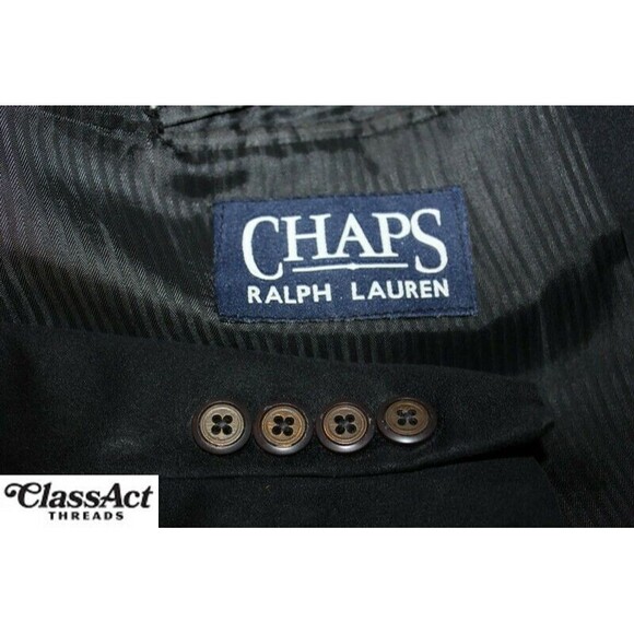 Chaps By Ralph Lauren Blazer Black Suede 2 Button Sport Coat Men's 44S - Picture 9 of 9